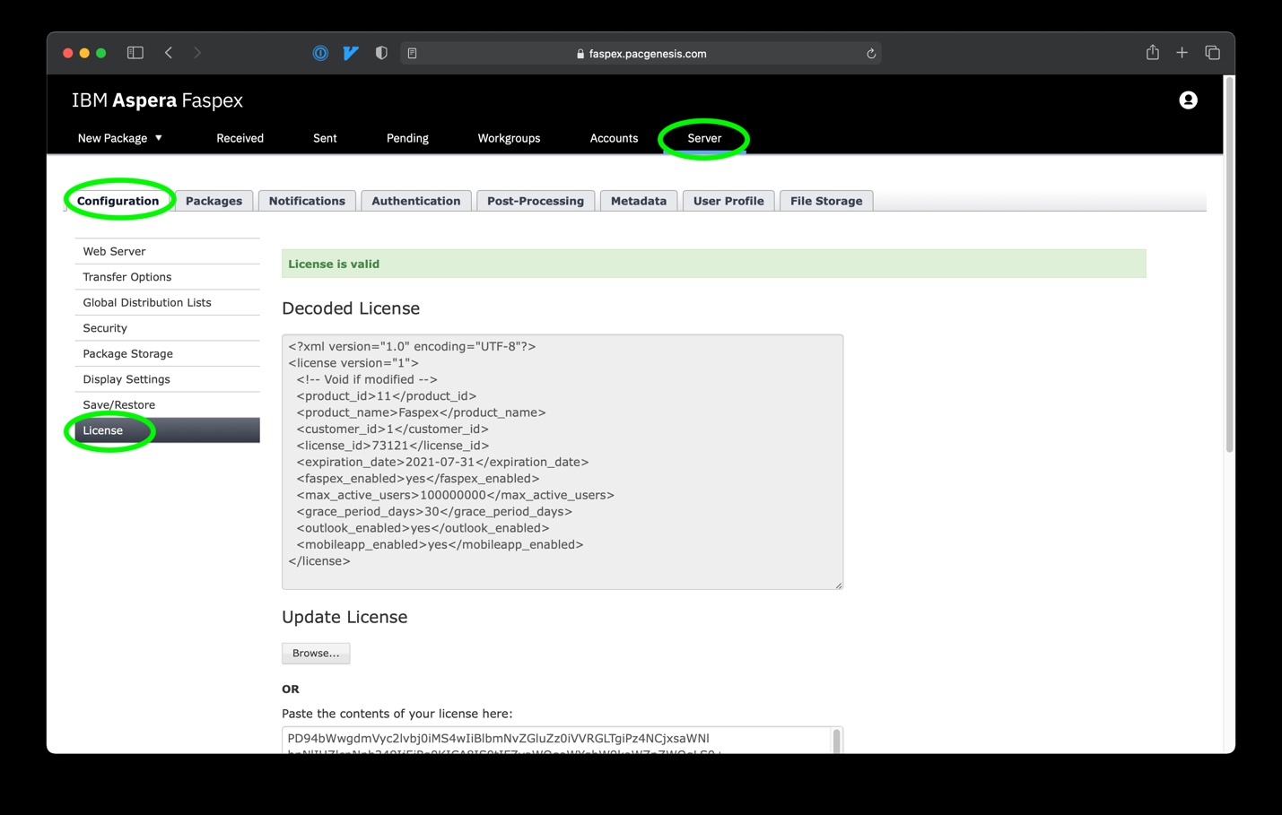 How to Update License Keys for IBM Aspera Web Applications
